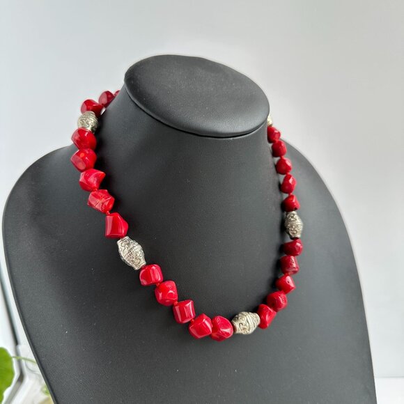 Red Bamboo Coral Bead Necklace - Picture 13 of 16